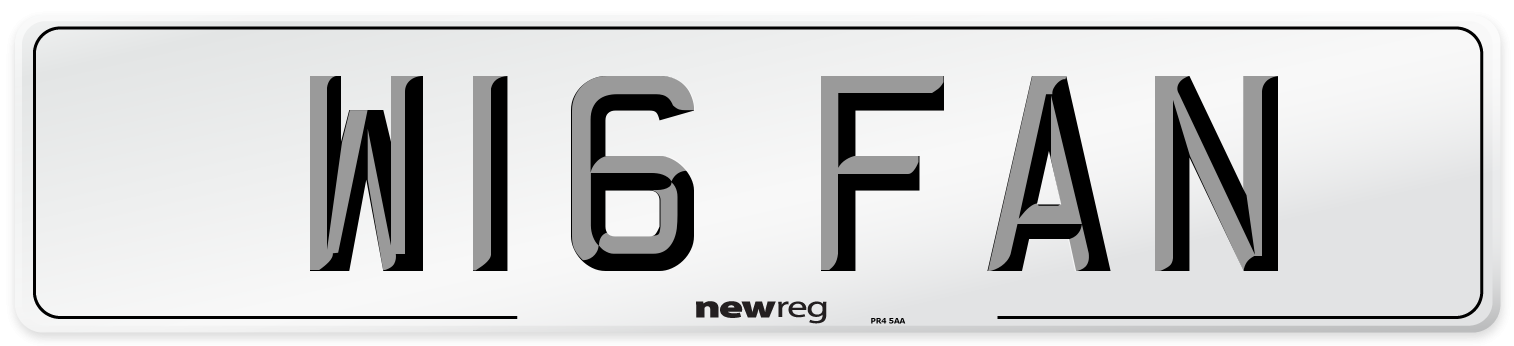 W16 FAN Number Plate from New Reg